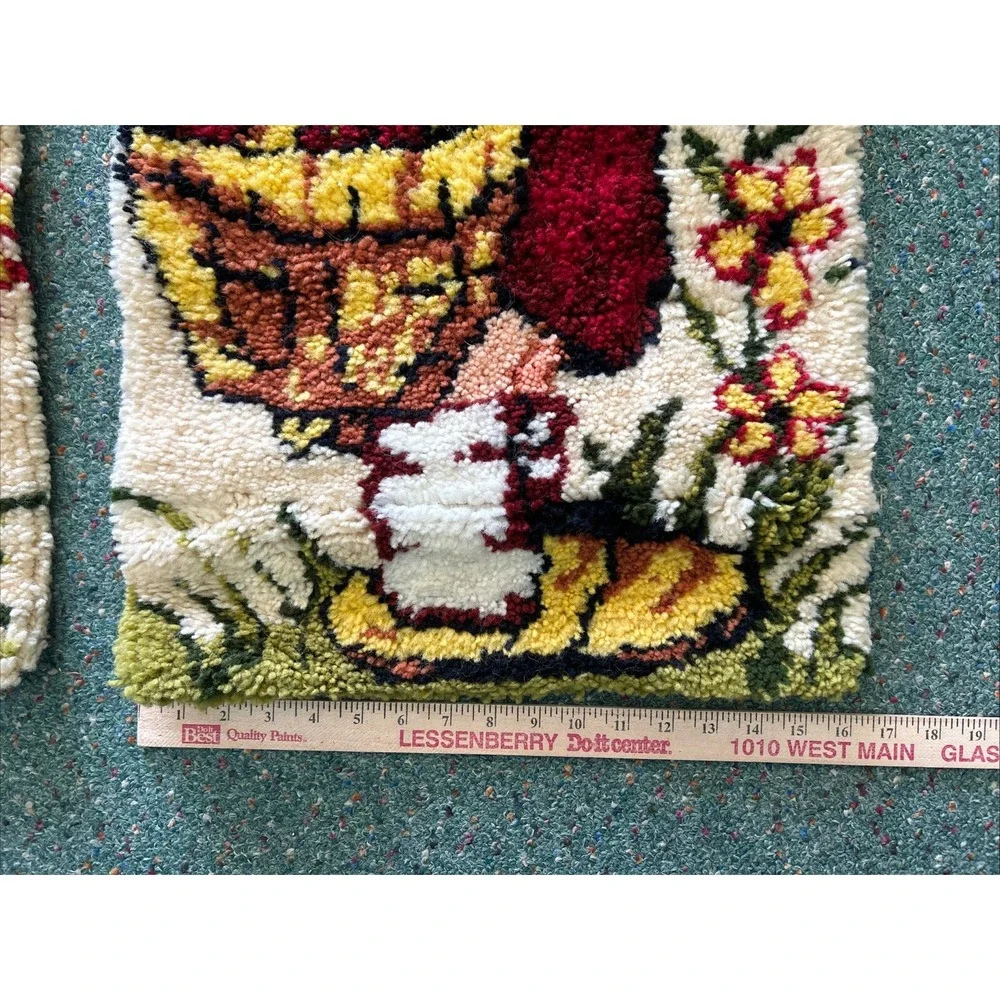 Vintage Hummel Girl Wall Hanging Little Red Riding Hood 1970s Completed Hook Rug